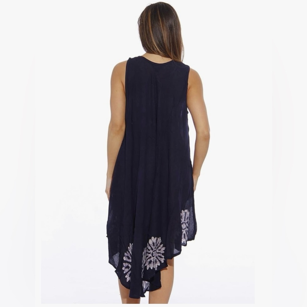 🌊 Riviera Sun Navy Embroidered Handkerchief Hem Dress — Free Plus - Picture 8 of 9
